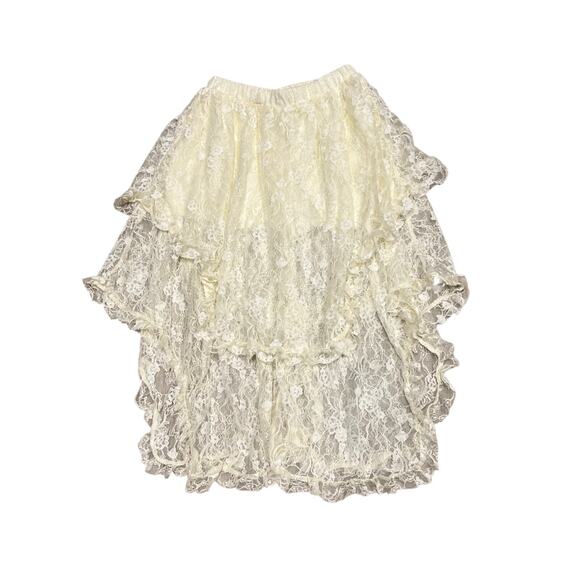 Cosplay alternative Renfair cream lace layered ruffle skirt 1/3 lining sz M - Picture 2 of 5